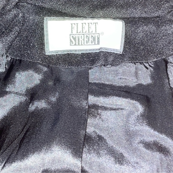 Fleet Street Wool & Suede Black 80s Jacket ~ Shoulder Pads~ Pockets~ Cinch - Picture 8 of 9